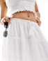 Iisla & Bird broderie tiered maxi beach skirt co-ord in white