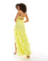 ASOS DESIGN bandeau extreme ruffle hem maxi dress with tie back in yellow