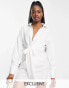 In The Style exclusive knot front shirt dress in white