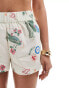 ASOS DESIGN linen look co-ord beach short in postcard print