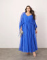 ASOS EDITION Curve extreme chiffon gathered waist maxi dress in cobalt blue