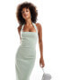 Vesper halterneck strap bodycon maxi dress in sage