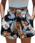 Women's Tropical Elastic Waist Wide Leg Shorts