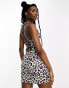 Noisy May mini beach dress in multi leopard print