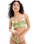 Pieces bralett bikini top co-ord in green tie dye