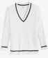 Women's V-Neck Tipped Sweater, Created for Macy's