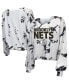 Women's Threads White and Black Brooklyn Nets Aquarius Tie-Dye Cropped V-Neck Long Sleeve T-shirt