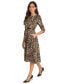 Women's Leopard-Print Boat-Neck Midi Dress