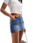 Juicy Couture diamante stretch denim micro skirt in mid blue