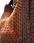 ASOS DESIGN oversized crochet tote bag in brown