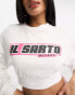 Il Sarto red logo cropped sweatshirt in white