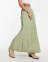 Miss Selfridge poplin tiered maxi skirt in khaki