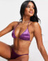 South Beach multiway triangle bikini top in high shine purple