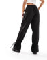 Pieces tie detail wide leg trousers in black