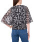 Women's Smocked-Waist Leaf-Print Top