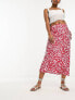 New Look midi skirt in red floral pattern