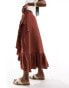 New Look wrap ruffle midi skirt in teracotta