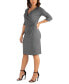 Women's Three Quarter Sleeve Knee Length Wrap Dress