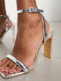 Glamorous Wide Fit strappy heel sandals in silver