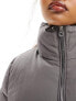 Only Petite padded high neck jacket in dark grey