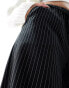 Stradivarius tailored pull on trouser in black pinstripe