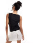 ONLY side rouching bow detail top in black