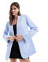 ASOS DESIGN tailored blazer with linen in light blue