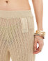 Something New X Cenit Nadir fine crochet trouser co-ord in beige