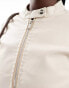 Brave Soul faux leather biker jacket in cream