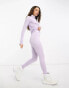 Threadbare Petite Ski base layer banded waistband leggings and long sleeeve top set in lilac