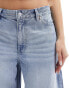 Monki Giga low waisted baggy wide fit jeans in washed blue