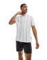 Ben Sherman short sleeve multicolour stripe shirt in blue