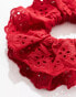 DesignB London broderie hair scrunchie in red