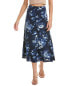 T Tahari Printed A-Line Midi Skirt Women's Blue Xs