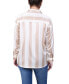 Petite Long Sleeve Striped Satin Blouse