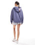 Miss Selfridge New York washed zip through hoodie in Navy