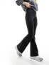 River Island high rise coated flare jeans in black