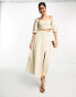 Pretty Lavish ruched maxi skirt co-ord in stone