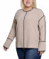 Plus Size Long Sleeve Contrast Piped Blouse