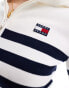 Tommy Jeans knit zip through hoodie in white and navy stripe