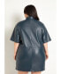 Plus Size Boxy Faux Leather Shirt Dress