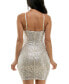 Juniors' Square-Neck Faux Pearl Sequin Bodycon Mini Dress