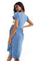 Mamalicious Maternity v neck cap sleeve mini dress in blue