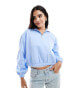 Tommy Jeans boxy half zip sweatshirt in baby blue