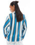 ASOS DESIGN football varsity top in blue stripe