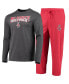 Комплект пижамы Concepts Sport Red, Heathered Charcoal Distressed NC State Wolfpack Meter Long Sleeve T-shirt and Pants Sleep Set