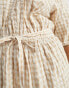 French Connection tiered midi smock dress in beige gingham