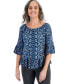 Women's Printed On-Off Ruffle Sleeve Top, Created for Macy's