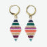 INK + ALLOY Carmen Mini Gold Hoop Horizontal Stripes Beaded Drop Earrings Muted