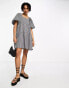 Lola May Tall square neck tiered mini smock dress in gingham